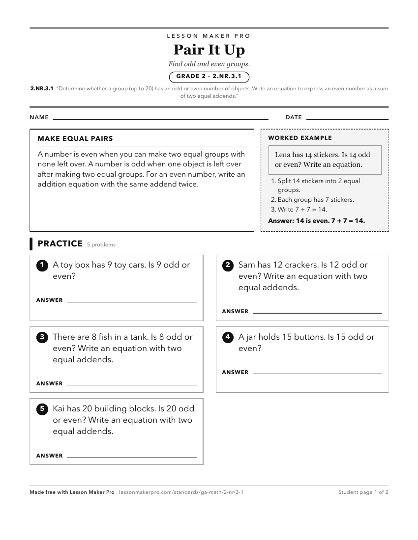 Preview of the 2.NR.3.1 printable worksheet