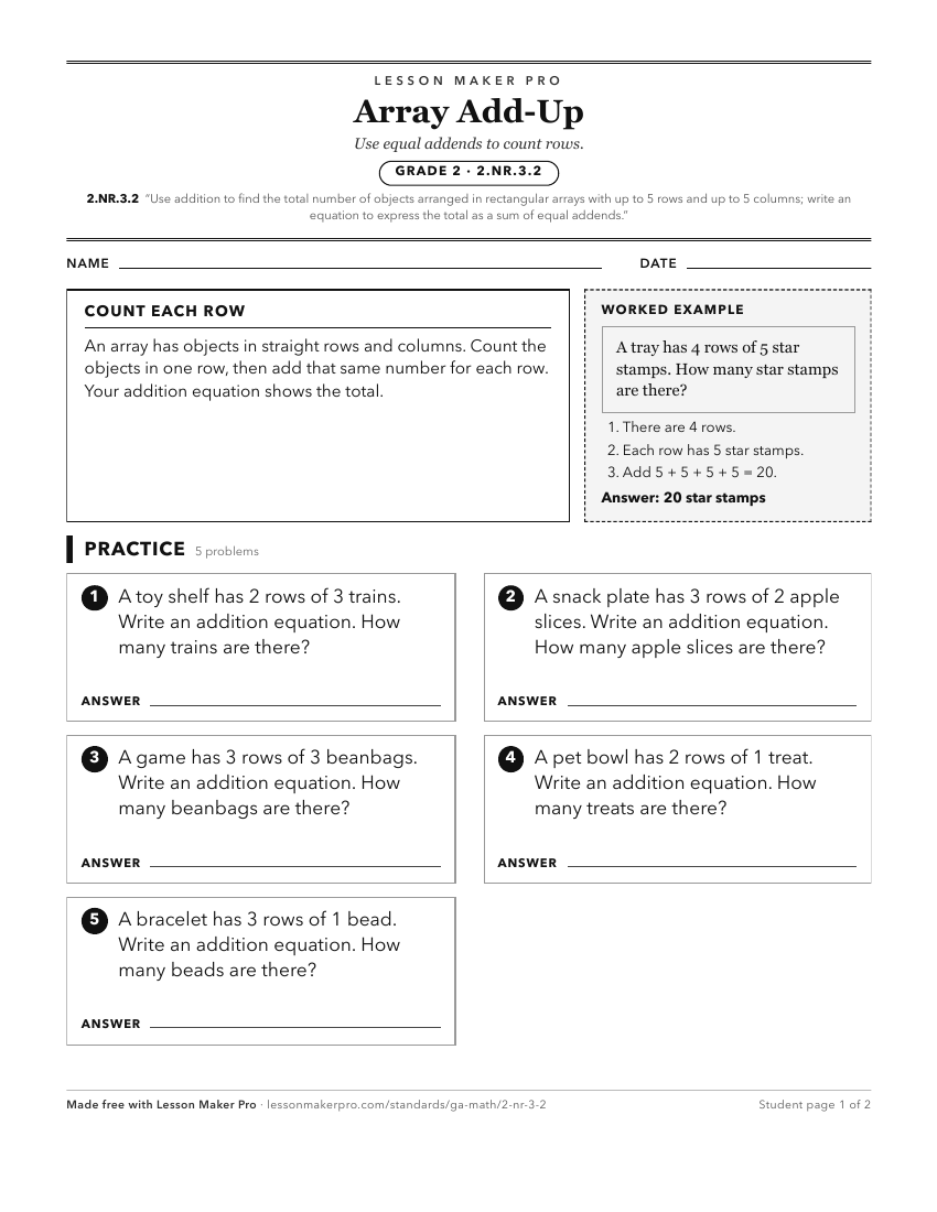 Preview of the 2.NR.3.2 printable worksheet