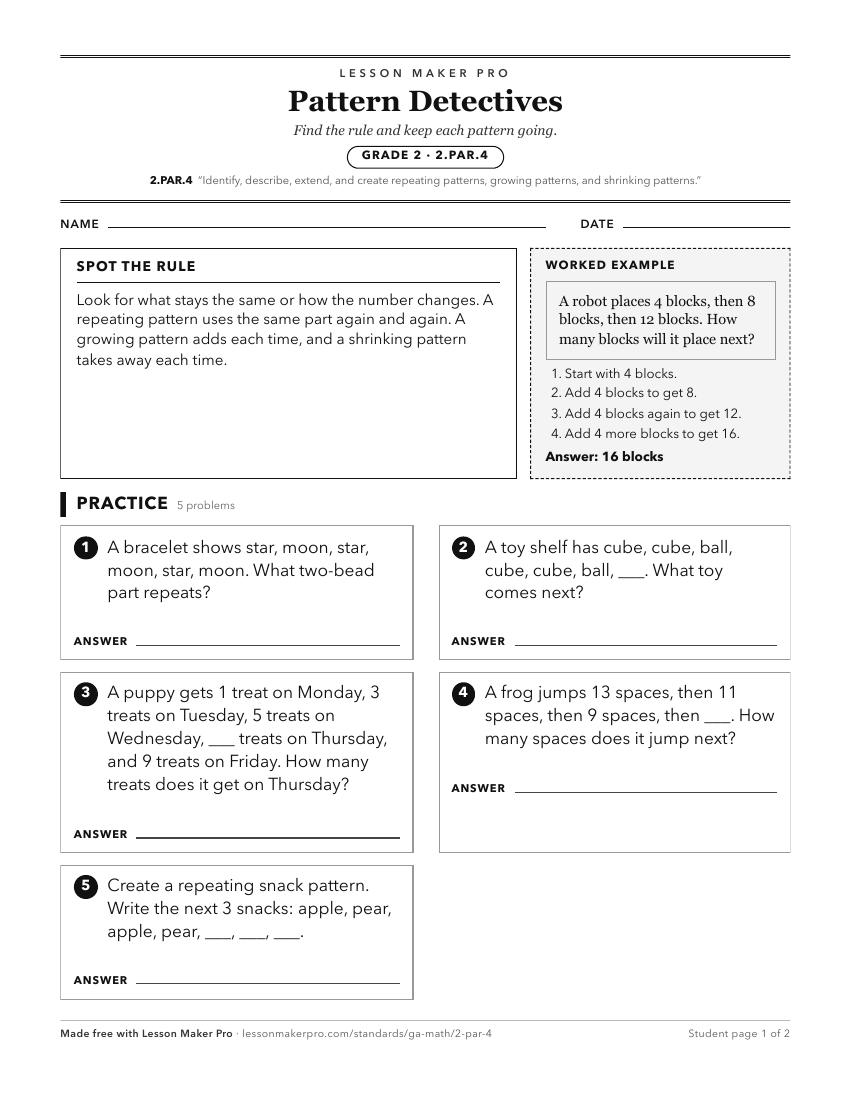 Preview of the 2.PAR.4 printable worksheet