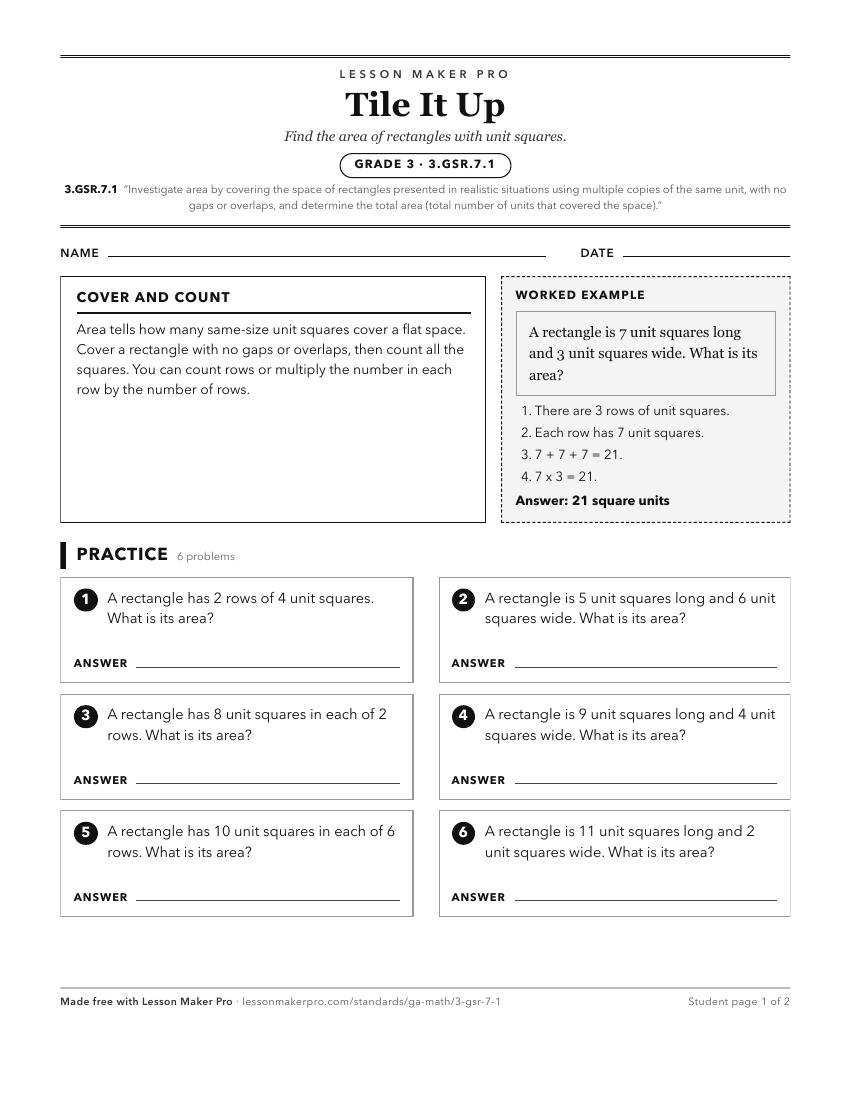 Preview of the 3.GSR.7.1 printable worksheet