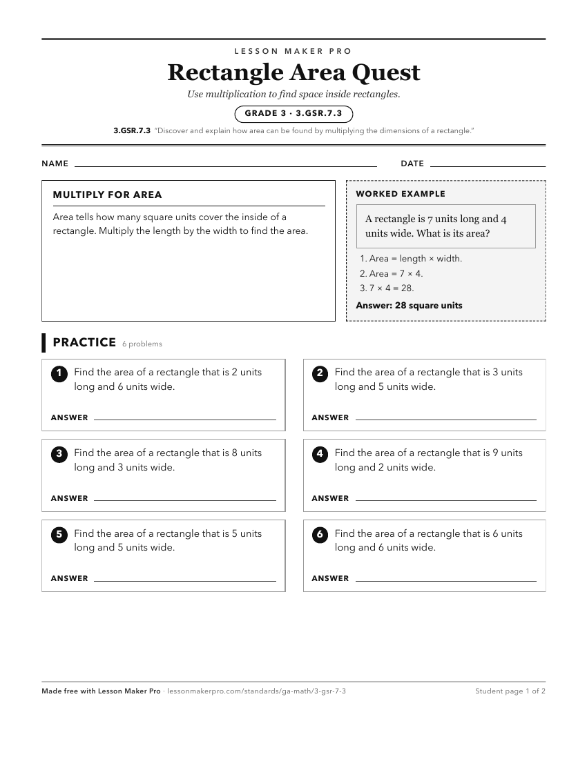 Preview of the 3.GSR.7.3 printable worksheet