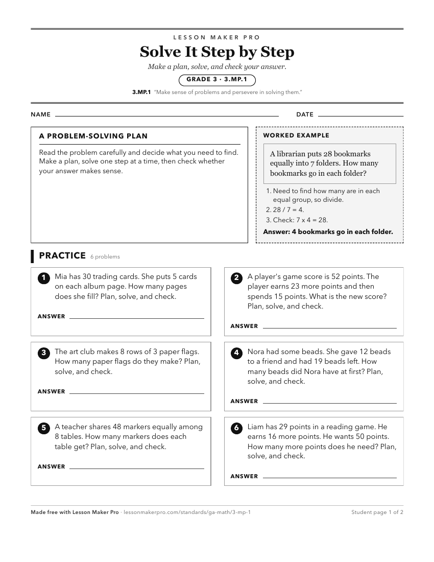 Preview of the 3.MP.1 printable worksheet