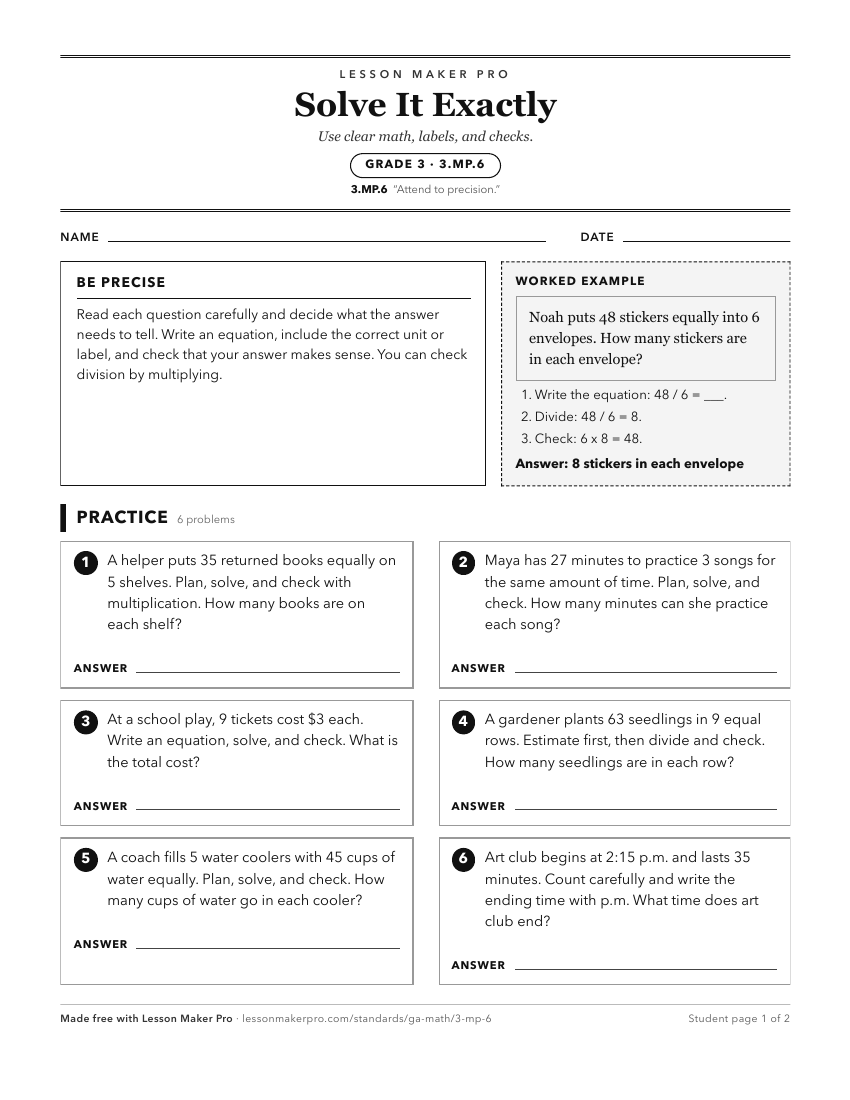 Preview of the 3.MP.6 printable worksheet