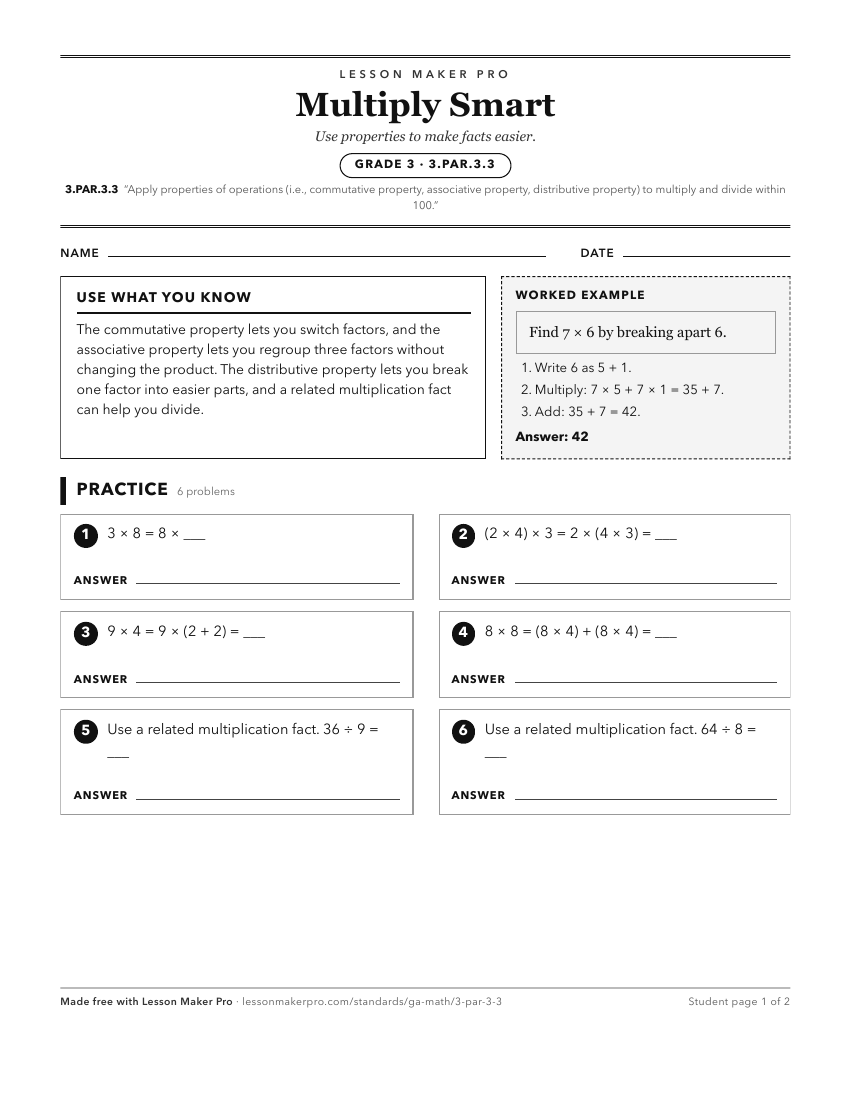 Preview of the 3.PAR.3.3 printable worksheet