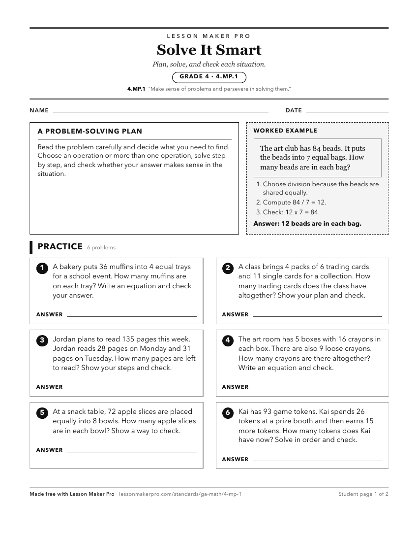 Preview of the 4.MP.1 printable worksheet