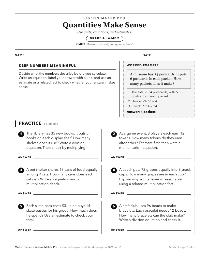 Preview of the 4.MP.2 printable worksheet