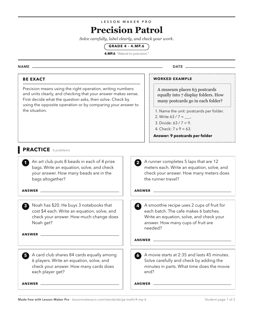 Preview of the 4.MP.6 printable worksheet