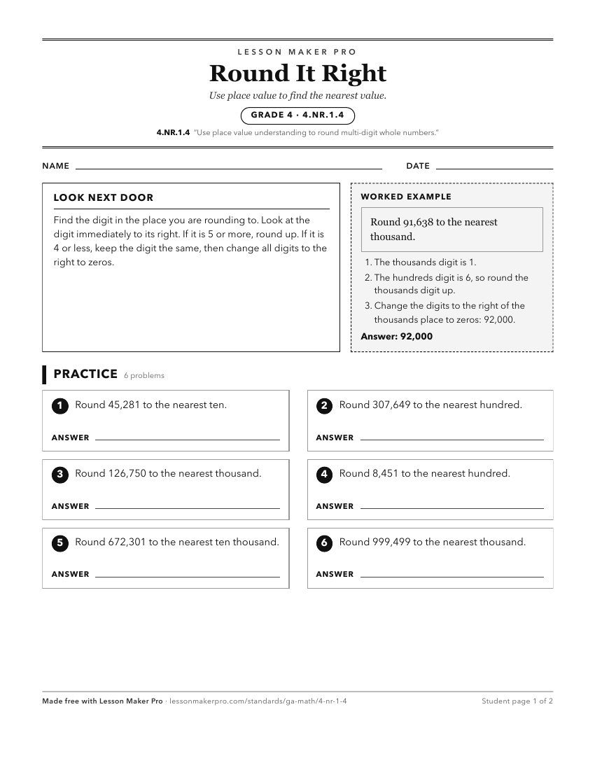 Preview of the 4.NR.1.4 printable worksheet