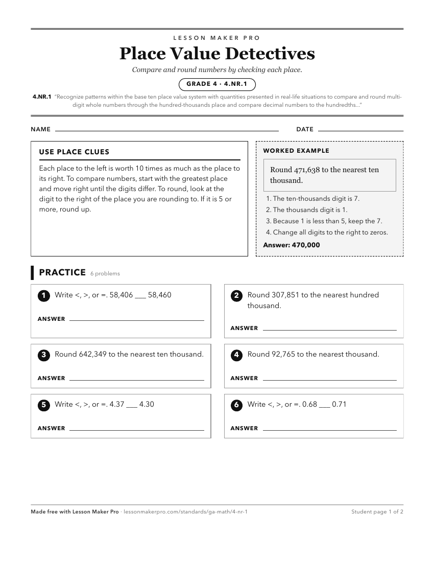 Preview of the 4.NR.1 printable worksheet