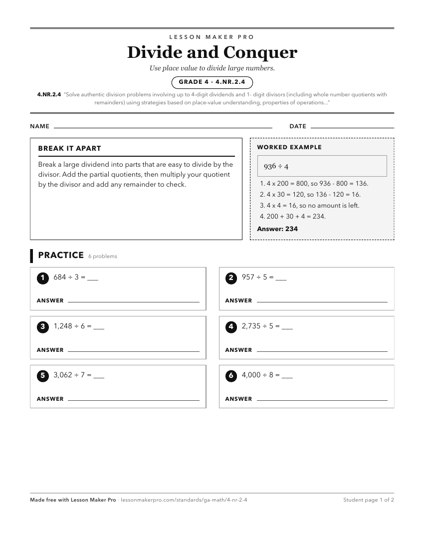 Preview of the 4.NR.2.4 printable worksheet