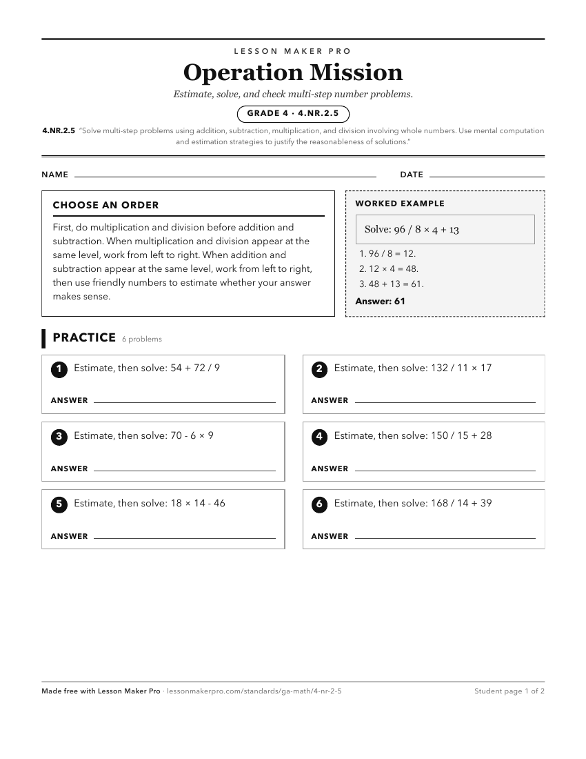 Preview of the 4.NR.2.5 printable worksheet