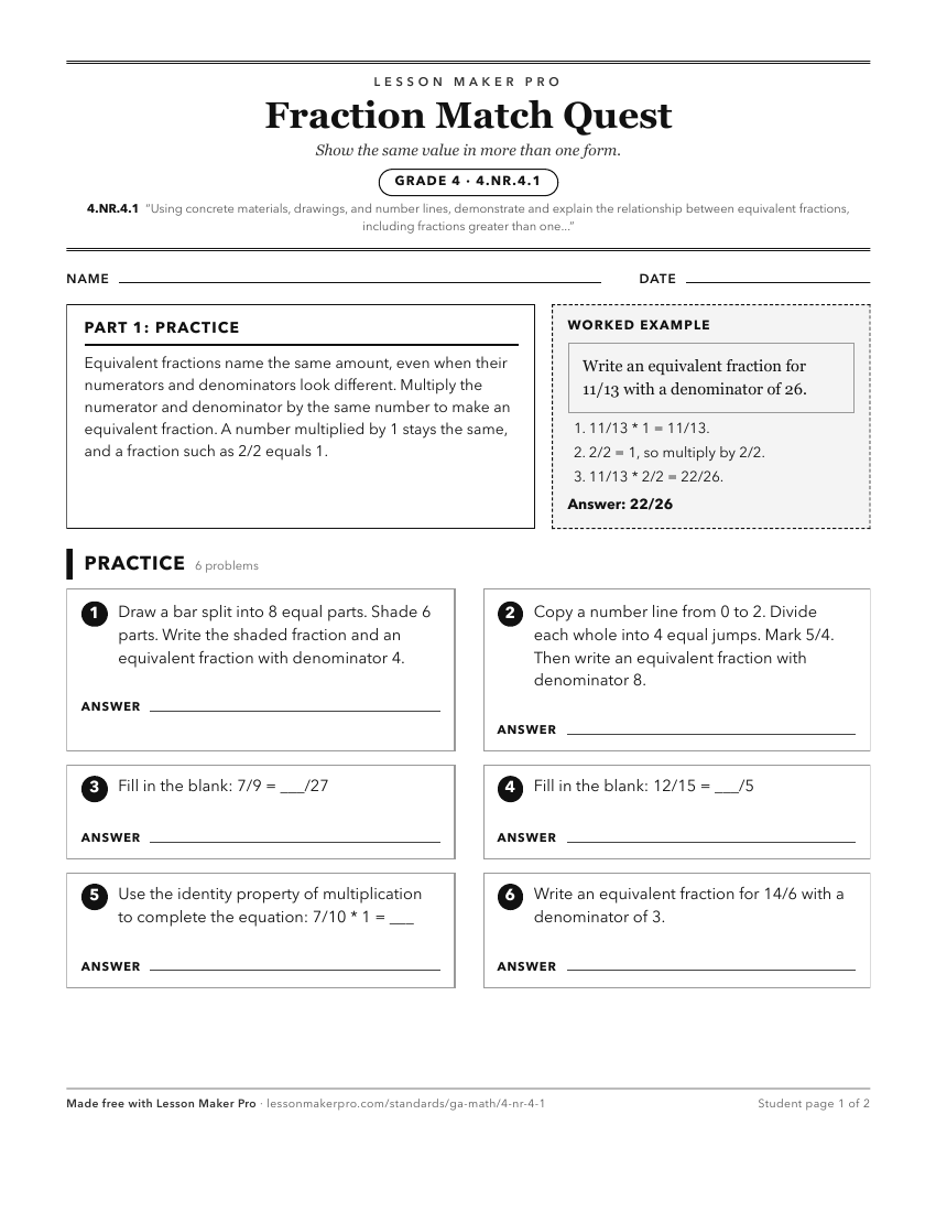 Preview of the 4.NR.4.1 printable worksheet