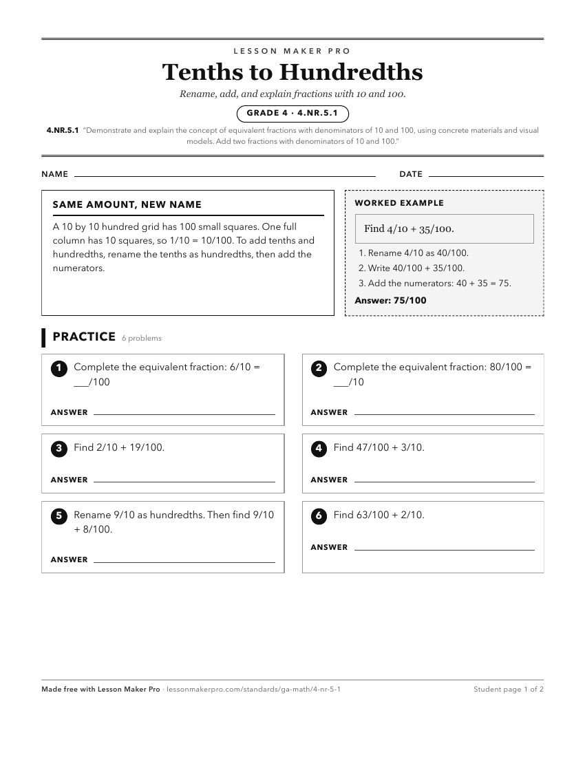 Preview of the 4.NR.5.1 printable worksheet