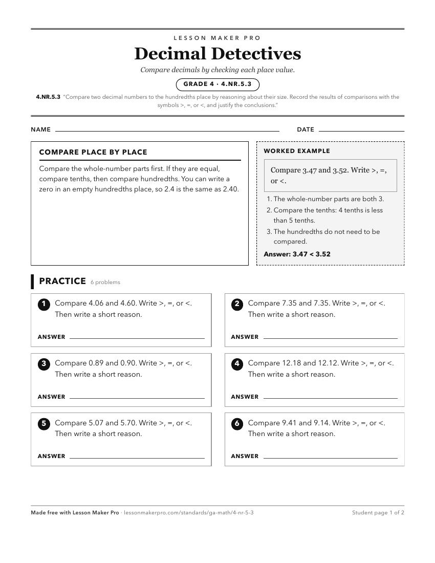 Preview of the 4.NR.5.3 printable worksheet
