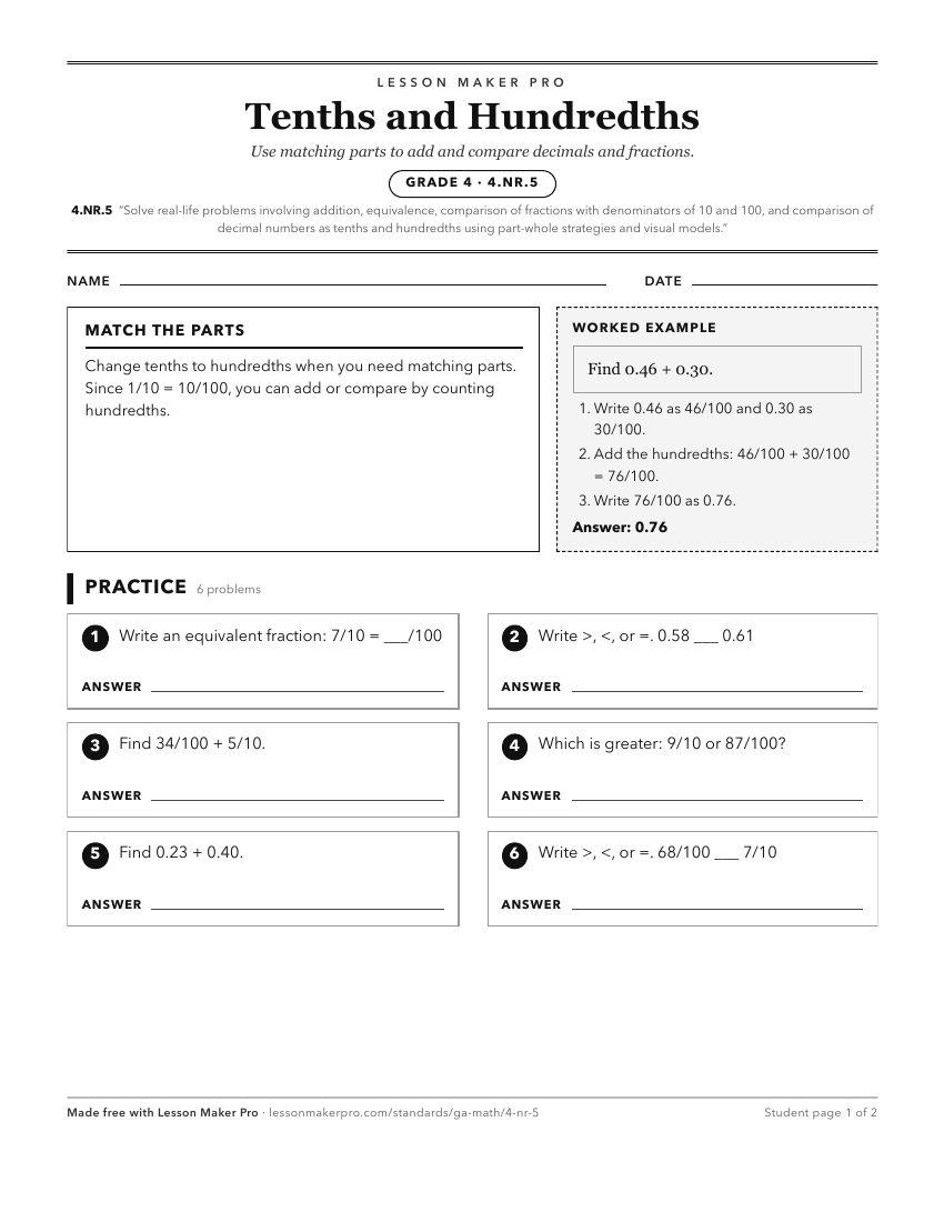 Preview of the 4.NR.5 printable worksheet
