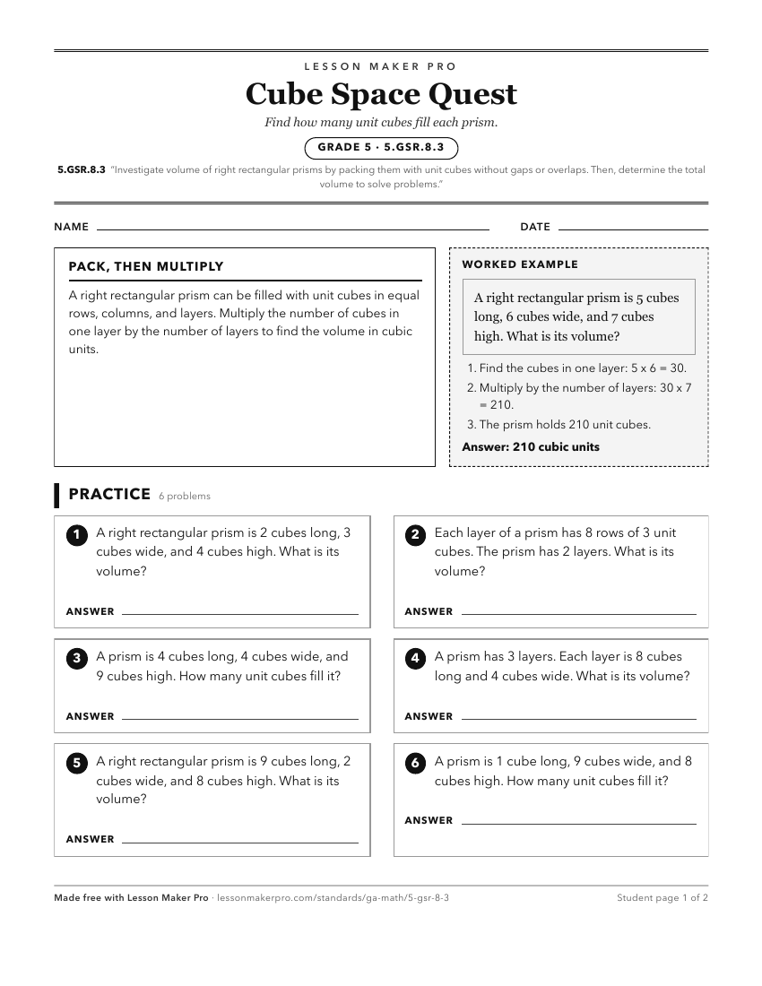 Preview of the 5.GSR.8.3 printable worksheet