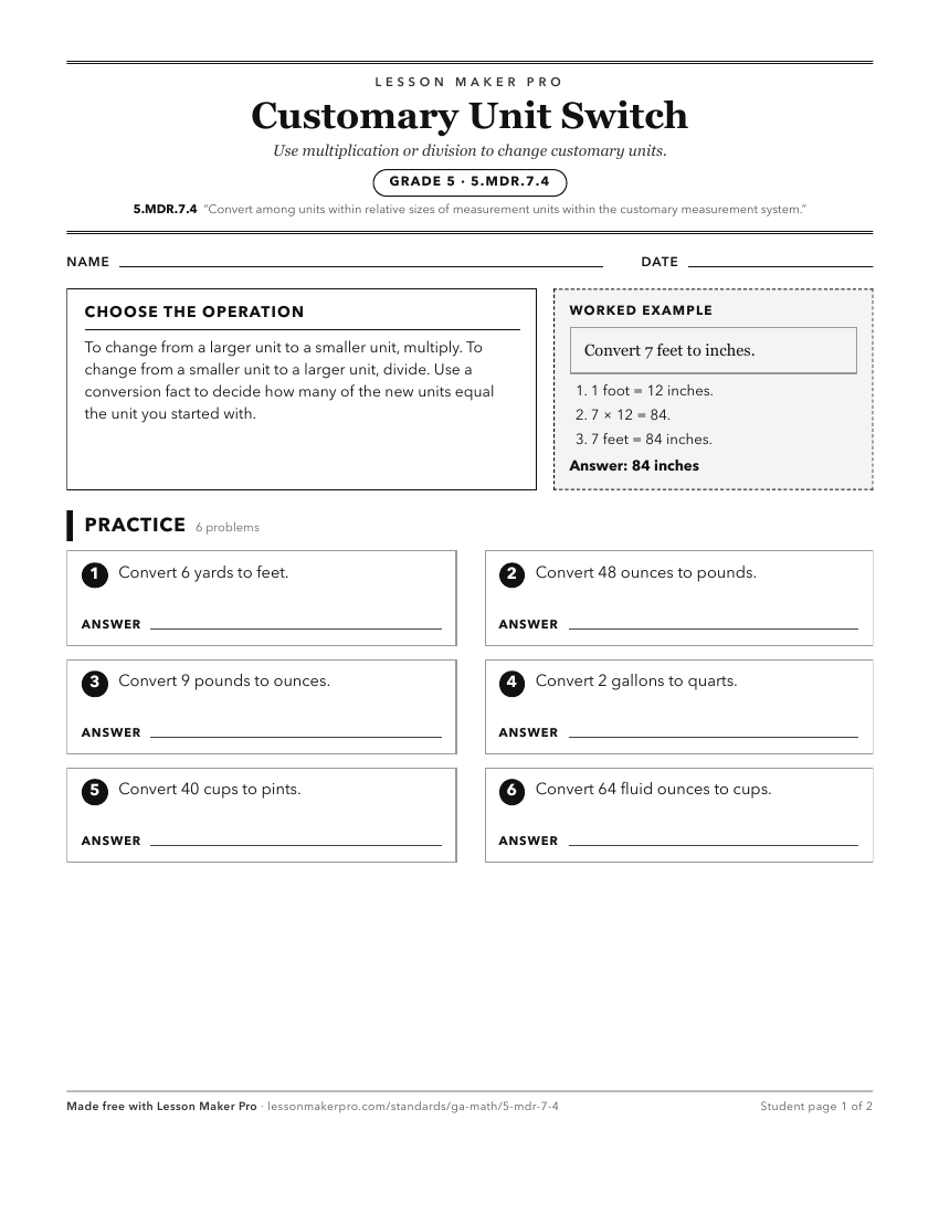 Preview of the 5.MDR.7.4 printable worksheet