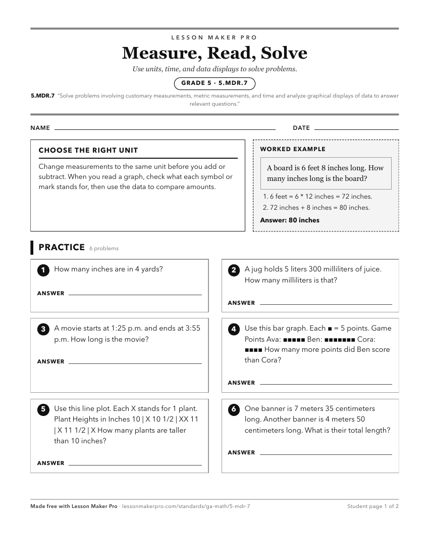Preview of the 5.MDR.7 printable worksheet