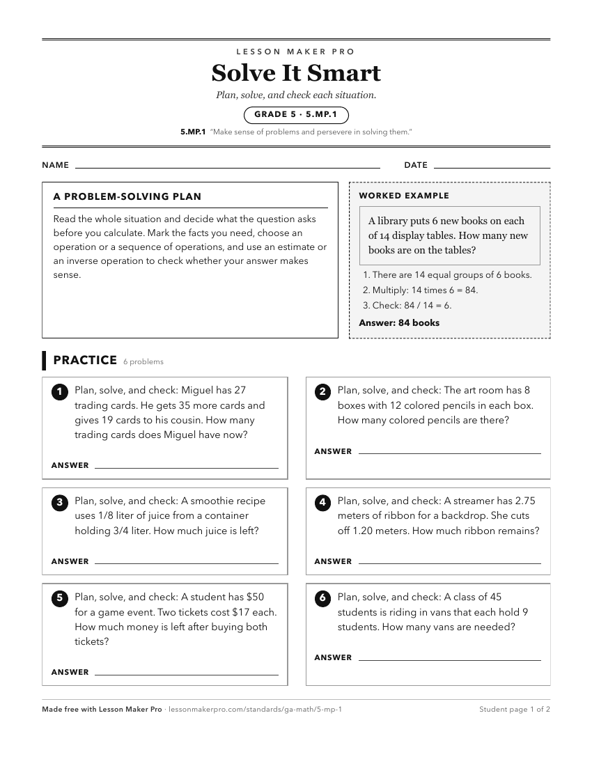 Preview of the 5.MP.1 printable worksheet