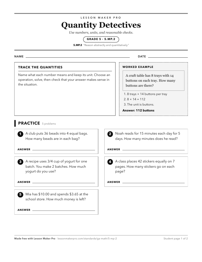 Preview of the 5.MP.2 printable worksheet