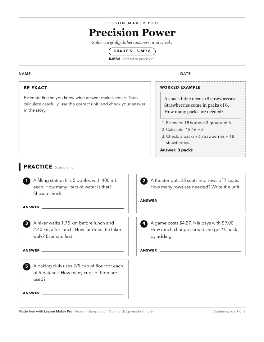 Preview of the 5.MP.6 printable worksheet