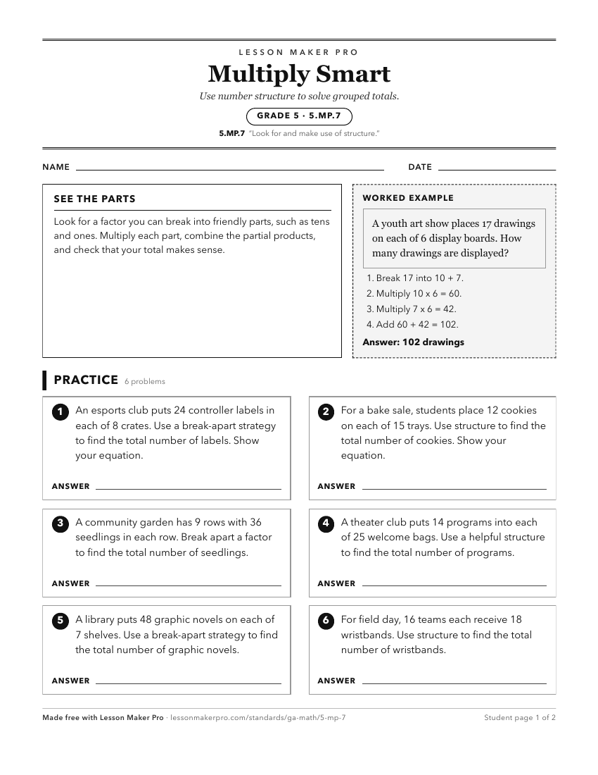 Preview of the 5.MP.7 printable worksheet