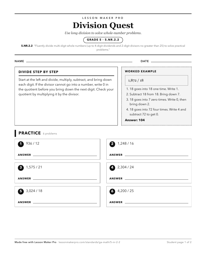 Preview of the 5.NR.2.2 printable worksheet