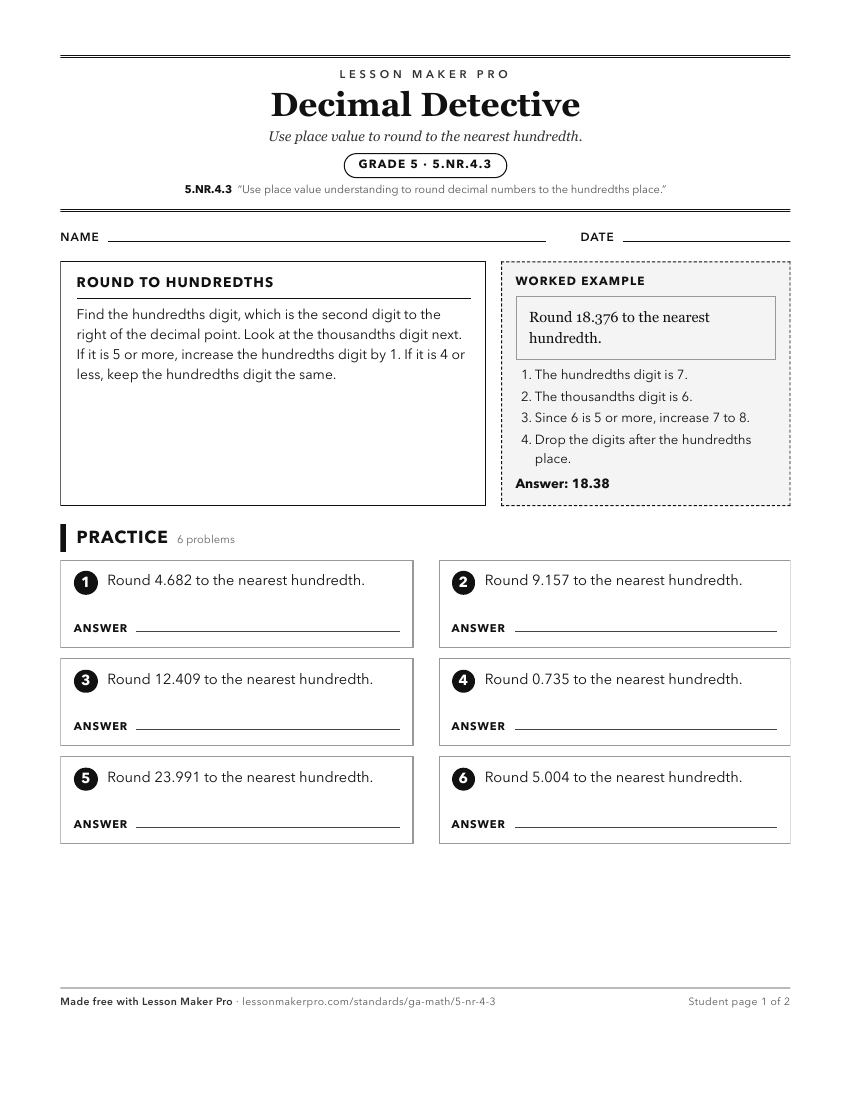 Preview of the 5.NR.4.3 printable worksheet