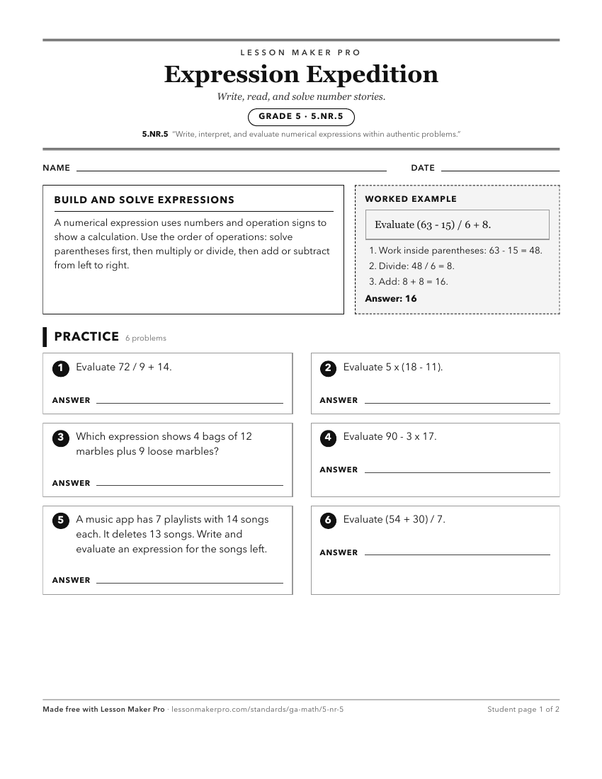 Preview of the 5.NR.5 printable worksheet