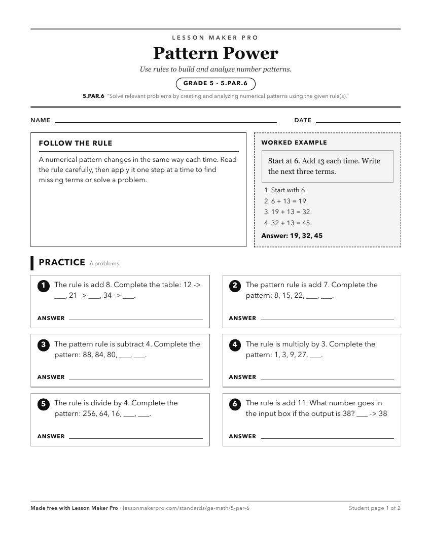 Preview of the 5.PAR.6 printable worksheet