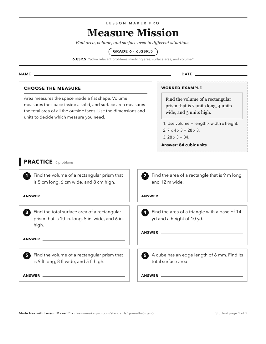 Preview of the 6.GSR.5 printable worksheet