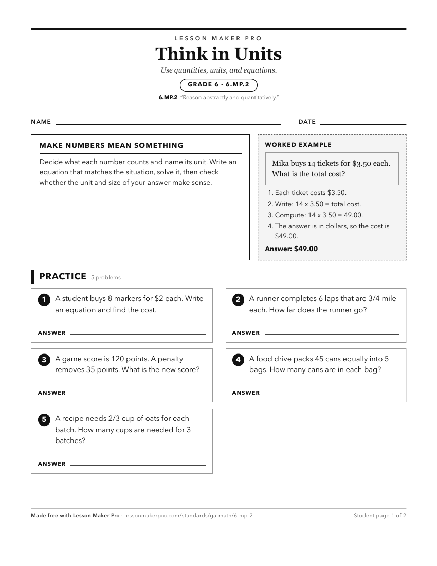 Preview of the 6.MP.2 printable worksheet