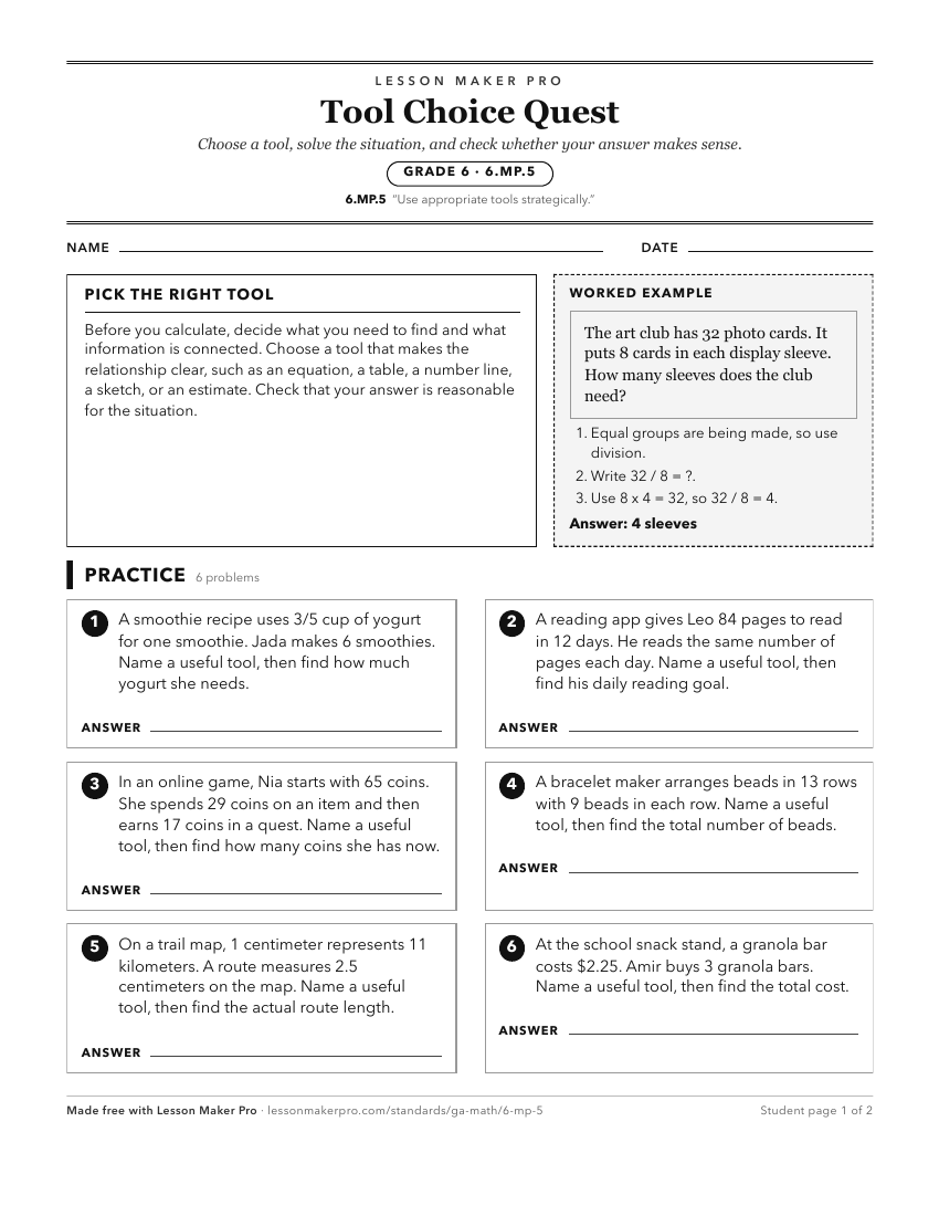 Preview of the 6.MP.5 printable worksheet
