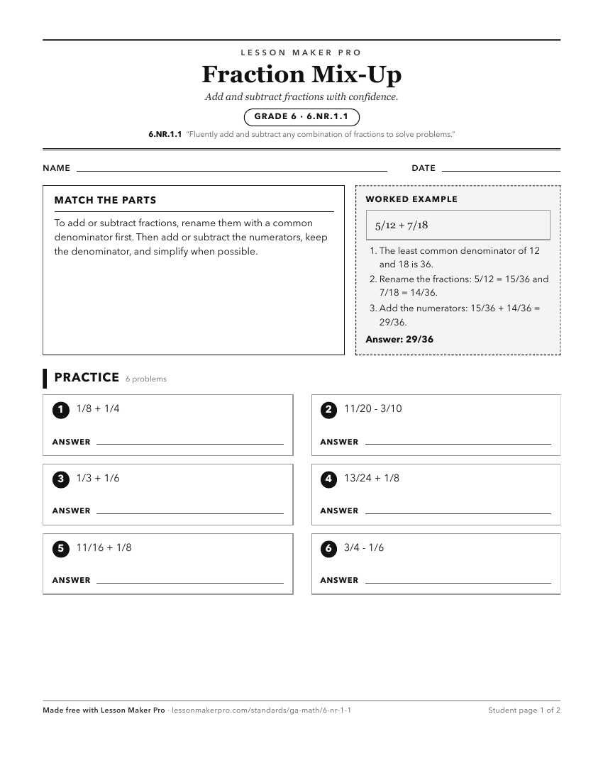 Preview of the 6.NR.1.1 printable worksheet