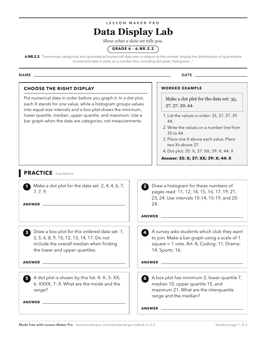 Preview of the 6.NR.2.2 printable worksheet