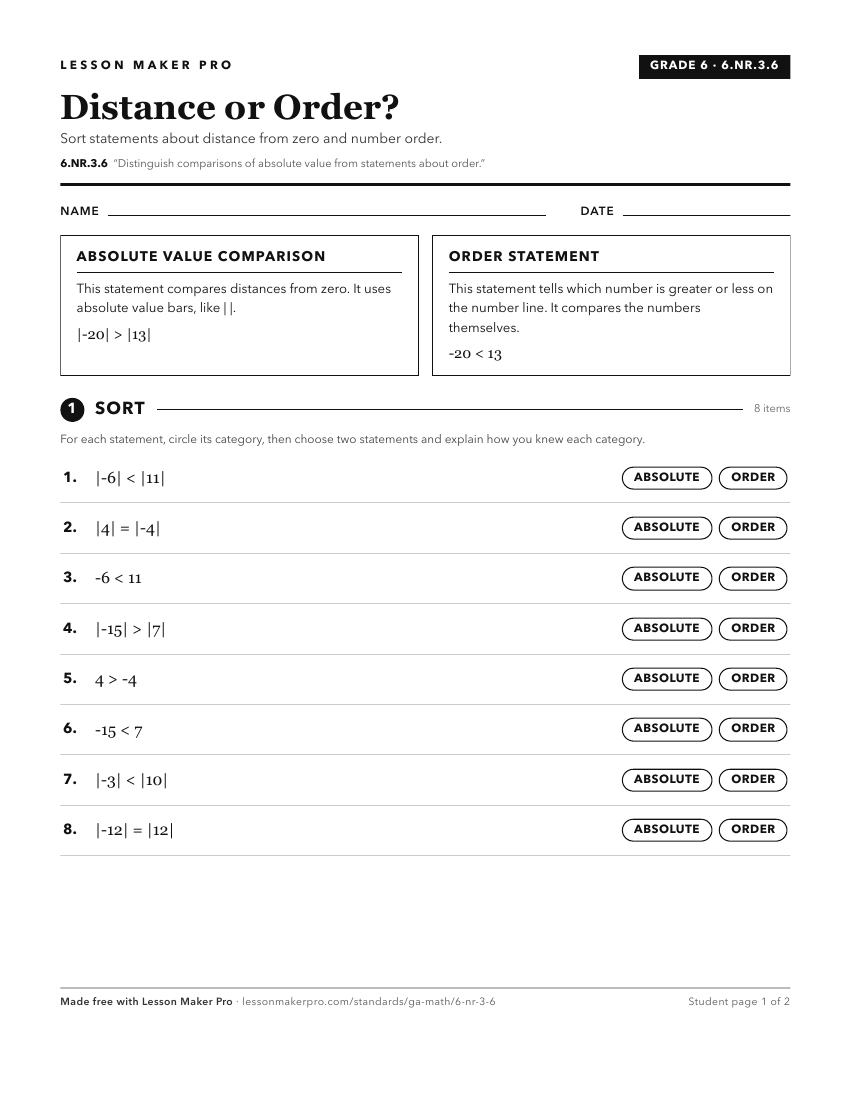 Preview of the 6.NR.3.6 printable worksheet
