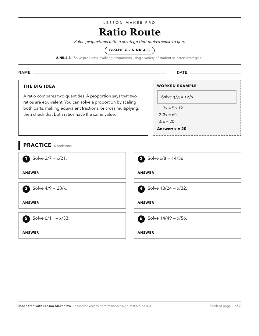 Preview of the 6.NR.4.3 printable worksheet