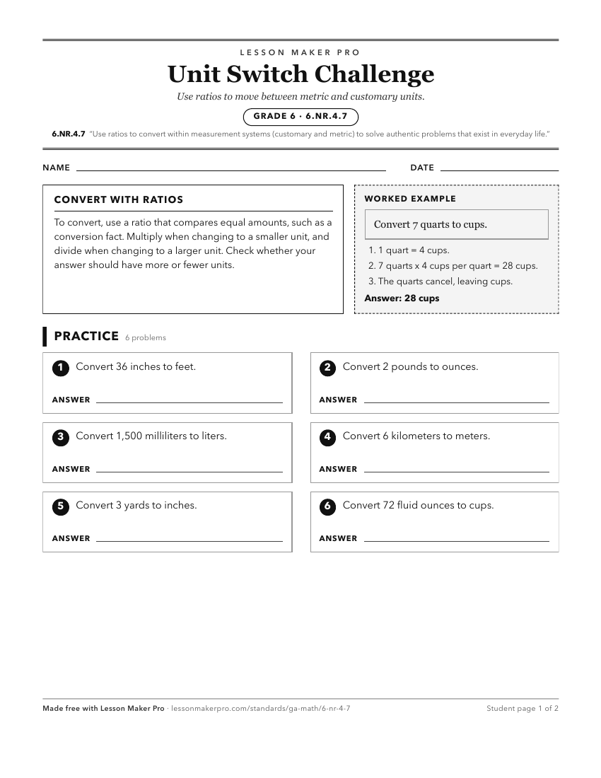 Preview of the 6.NR.4.7 printable worksheet
