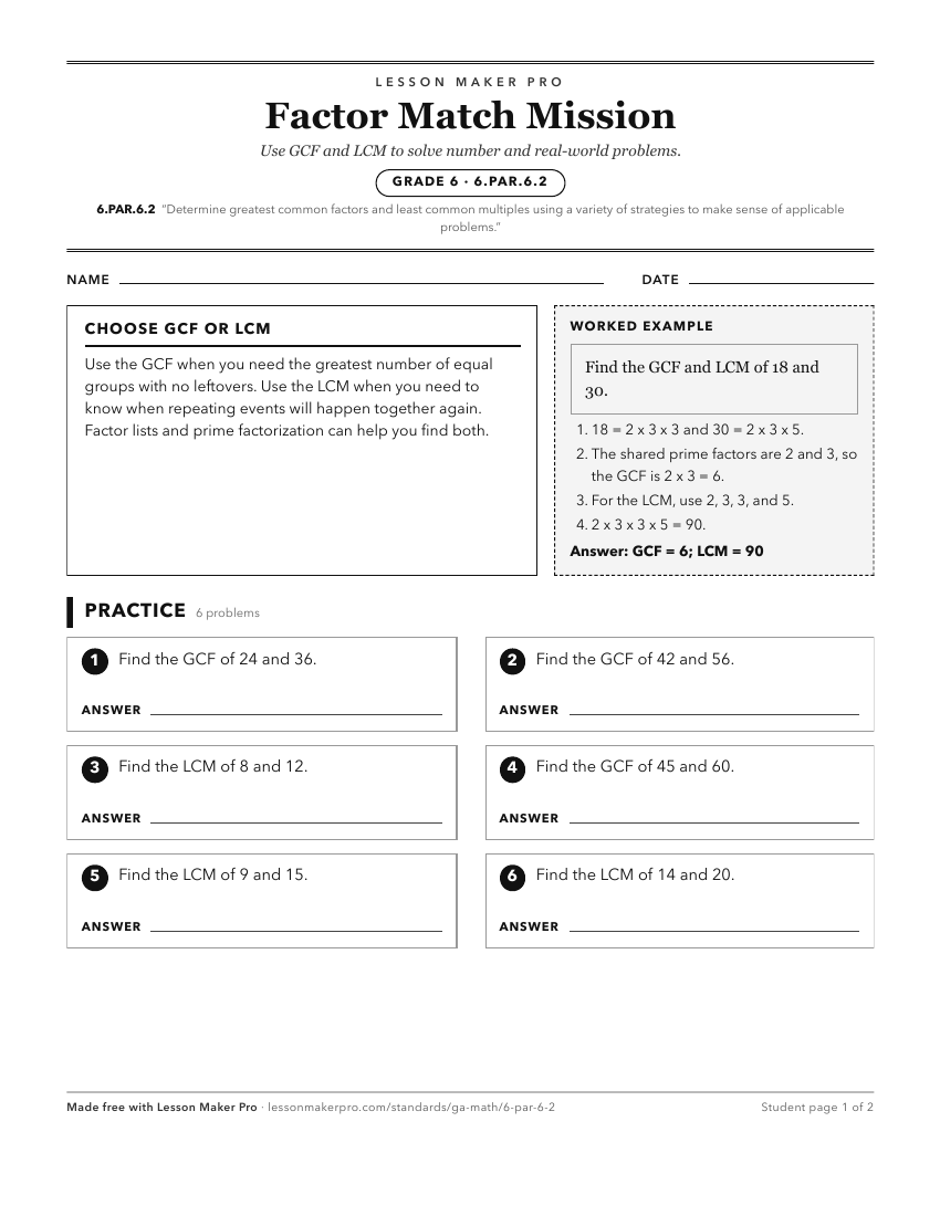 Preview of the 6.PAR.6.2 printable worksheet