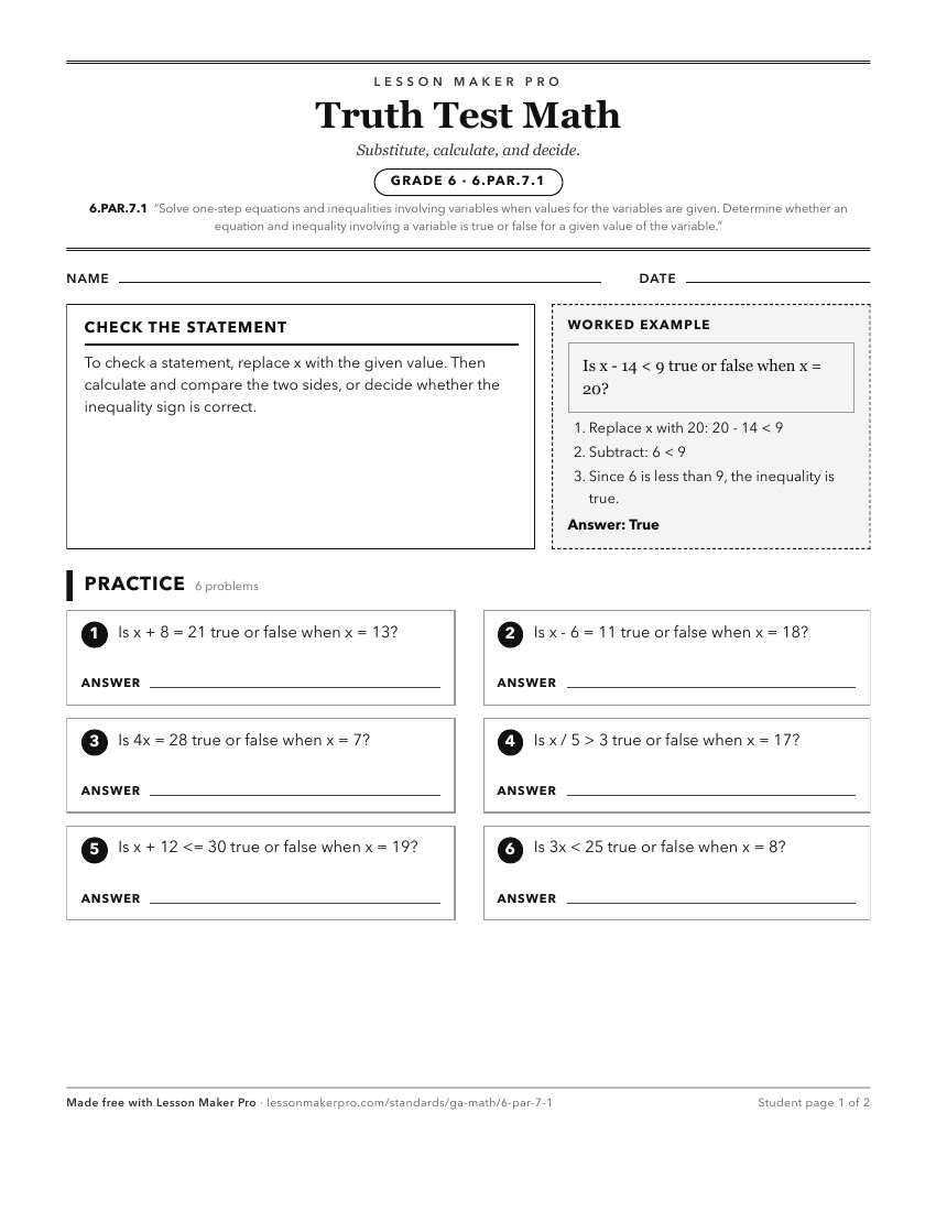 Preview of the 6.PAR.7.1 printable worksheet