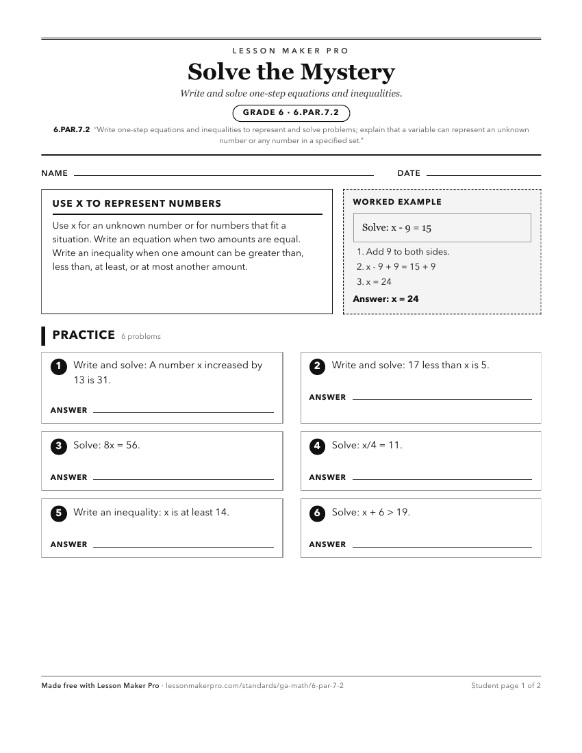 Preview of the 6.PAR.7.2 printable worksheet
