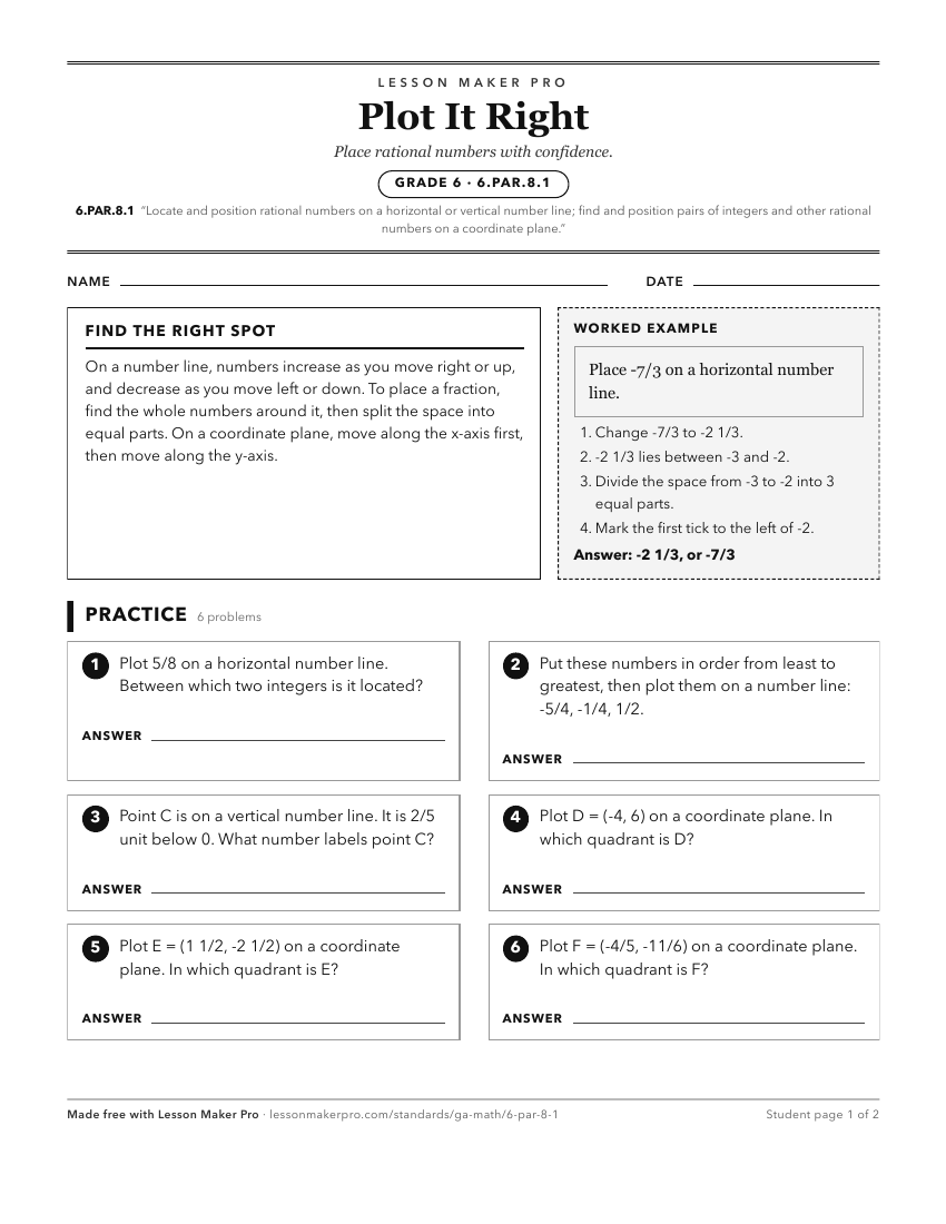 Preview of the 6.PAR.8.1 printable worksheet