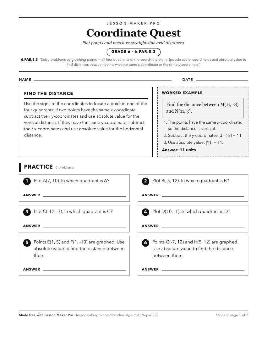 Preview of the 6.PAR.8.3 printable worksheet