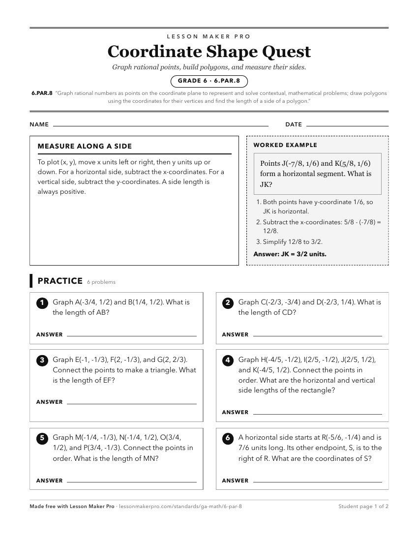 Preview of the 6.PAR.8 printable worksheet