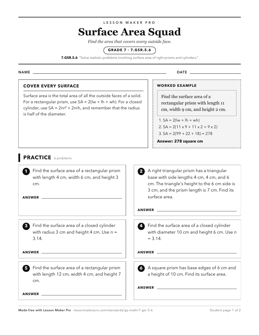 Preview of the 7.GSR.5.6 printable worksheet