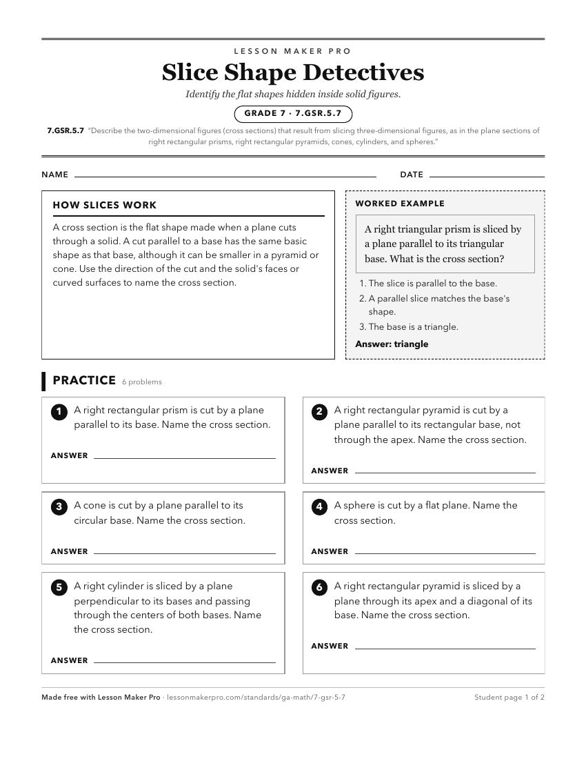 Preview of the 7.GSR.5.7 printable worksheet