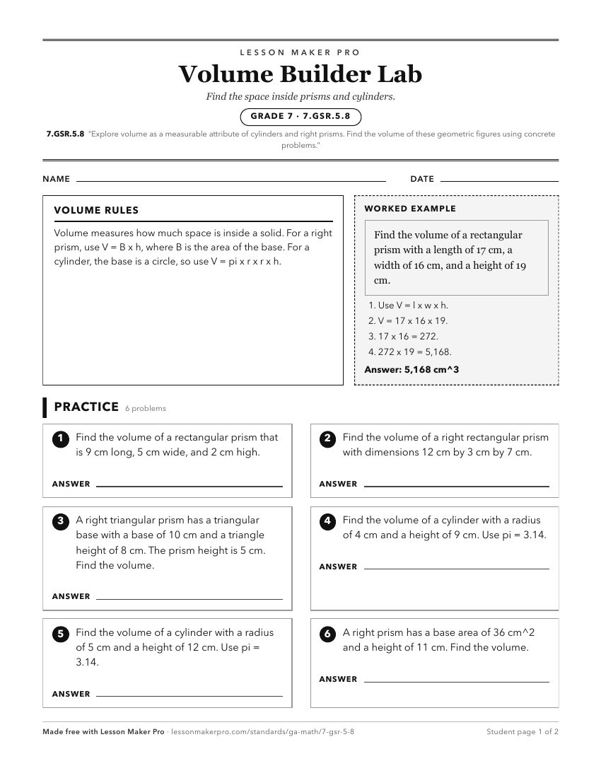 Preview of the 7.GSR.5.8 printable worksheet