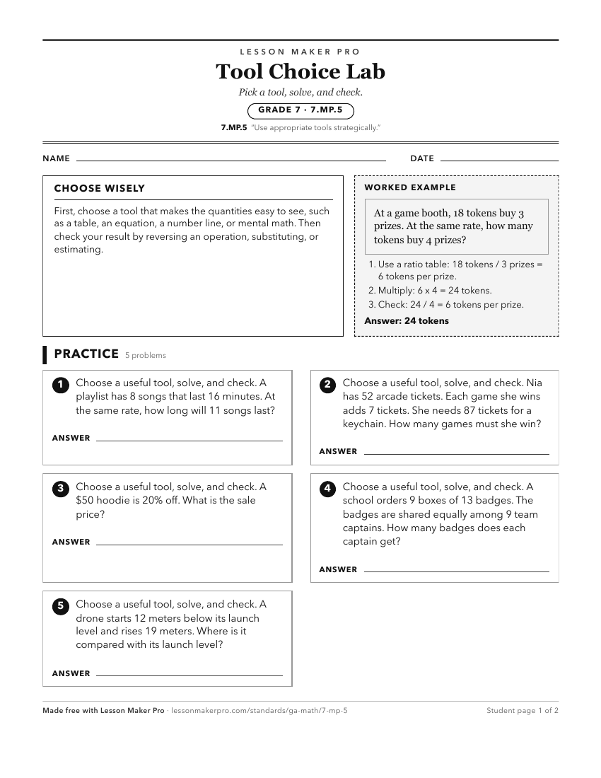 Preview of the 7.MP.5 printable worksheet