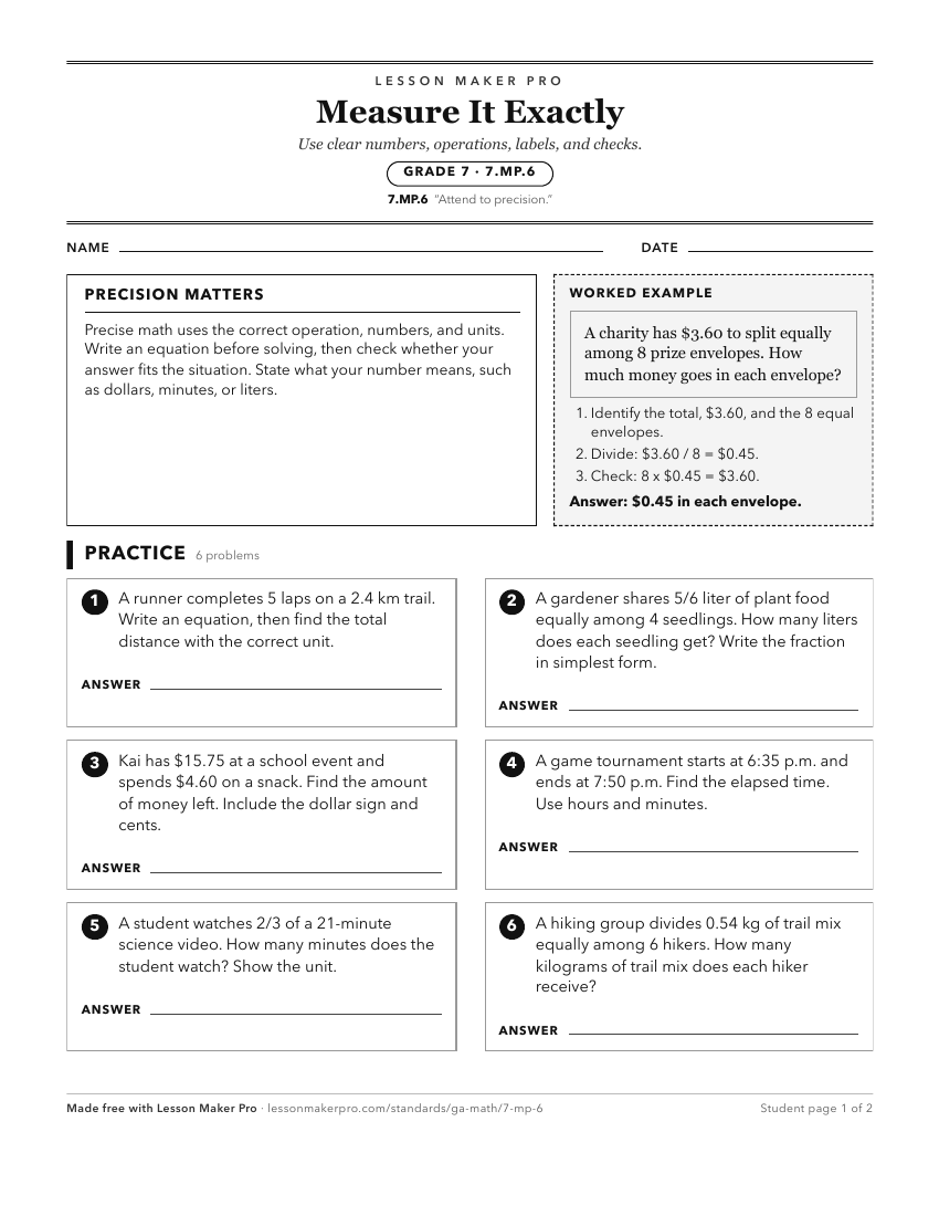 Preview of the 7.MP.6 printable worksheet