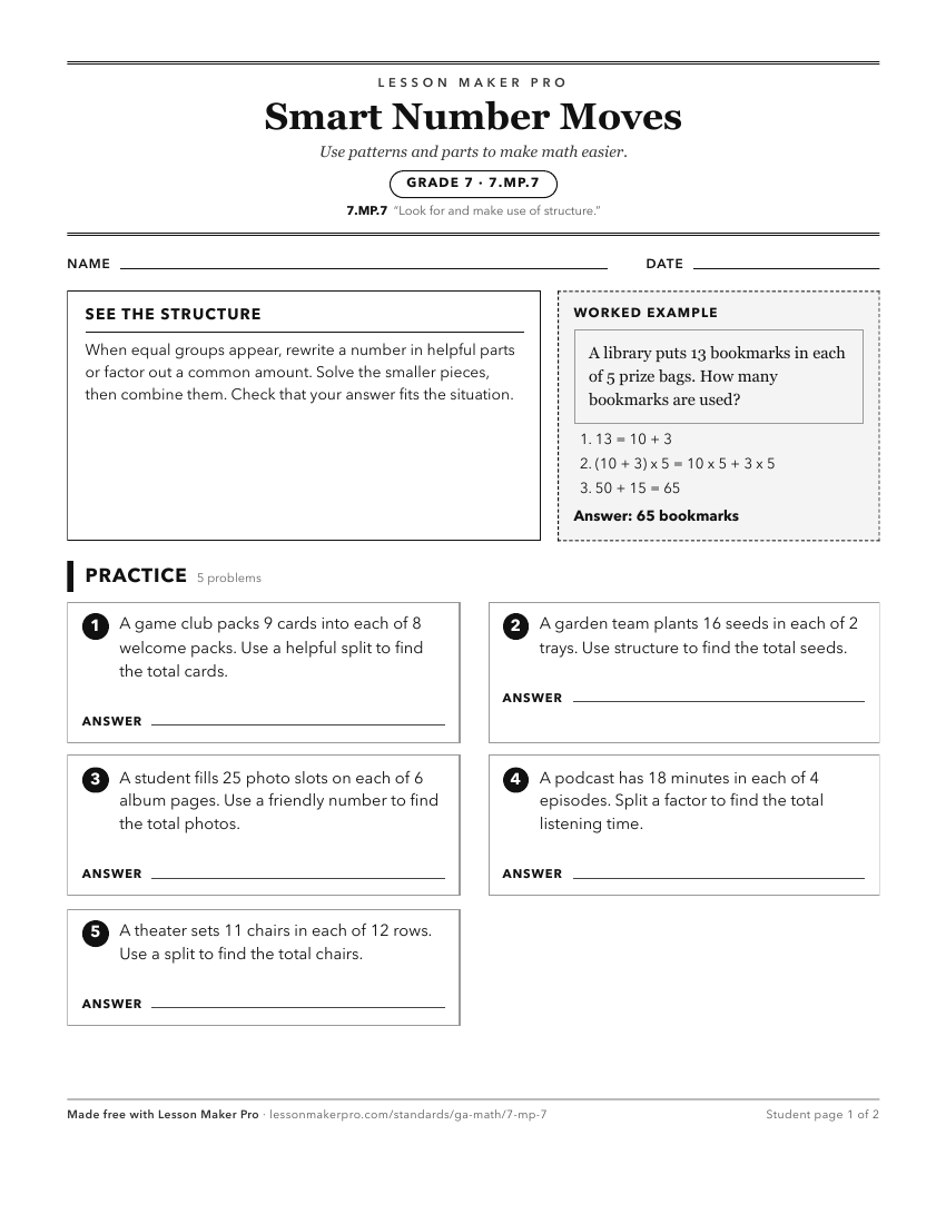 Preview of the 7.MP.7 printable worksheet